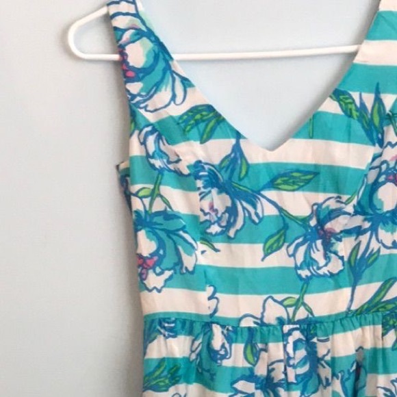 Lilly Pulitzer Roswell Shorley Blue Tossing The Line Fit and Flare Dress Size 00 - Picture 6 of 7